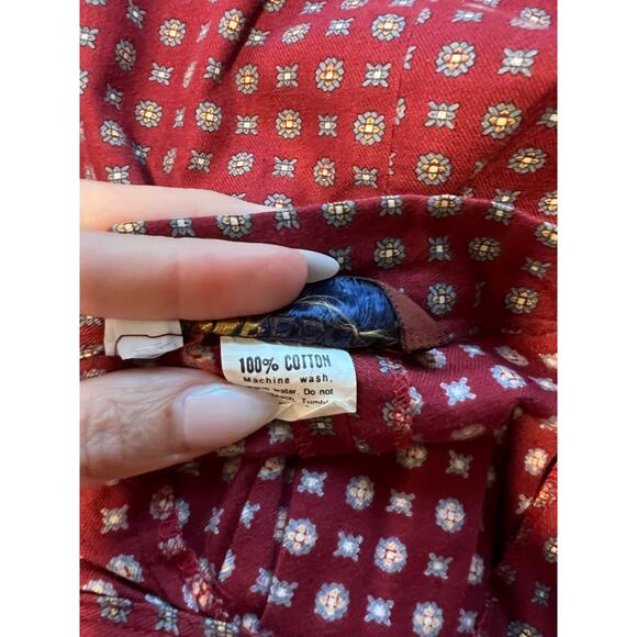 Vintage Breeches Cotton Midi Skirt Red w Geometric Design JL - Picture 8 of 9